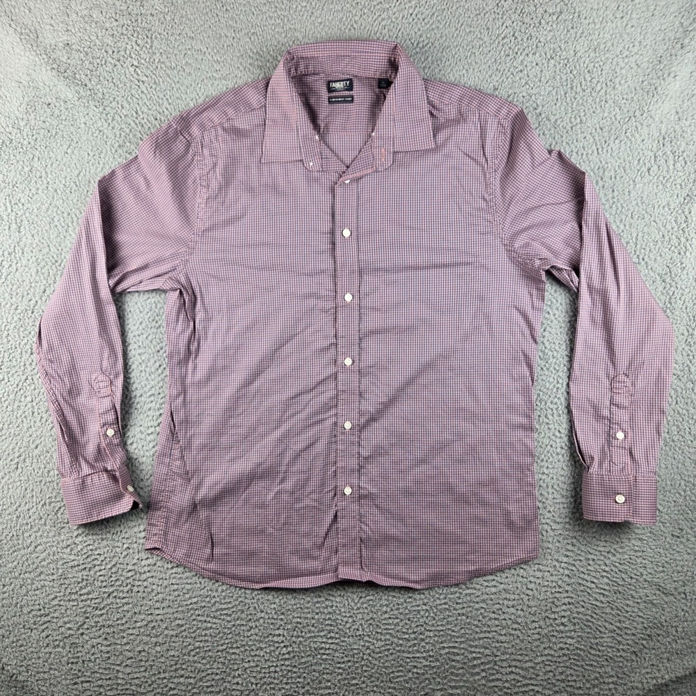Faherty The Movement Shirt Mens XL Long Sleeve Pink Blue Check Supima Cotton